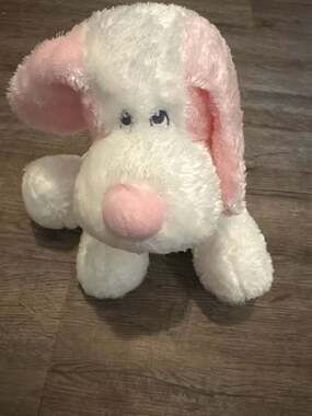 Ebba Loppy Dog Pink and White Plush Stuffed Animal